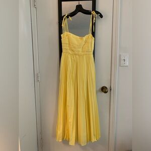 Jonathan Simkhai Caroline Pleated Dress, Yellow, Size 0
